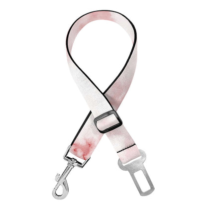 Rose Pink Marble Print Dog Seat Belt