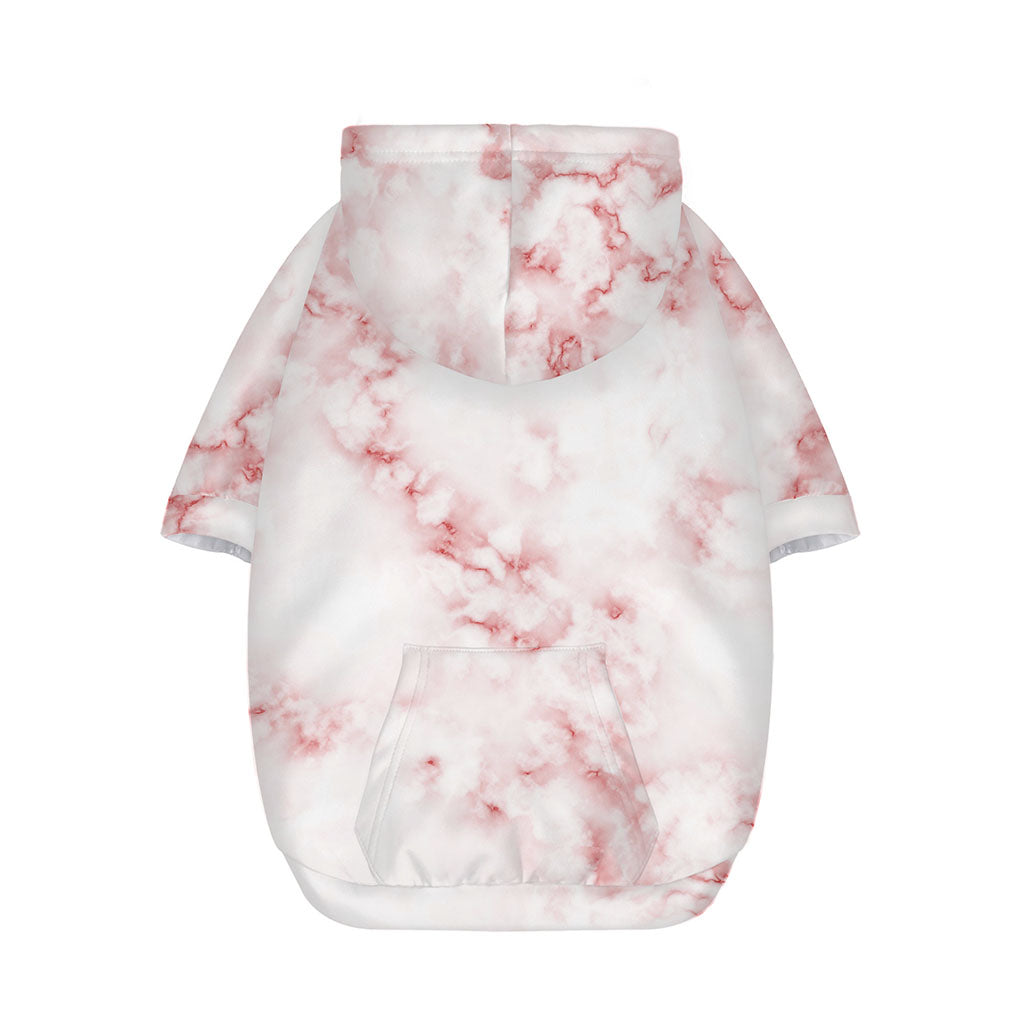 Rose Pink Marble Print Dog Zip Up Hoodie