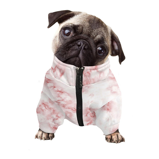 Rose Pink Marble Print Dog Zip Up Jacket