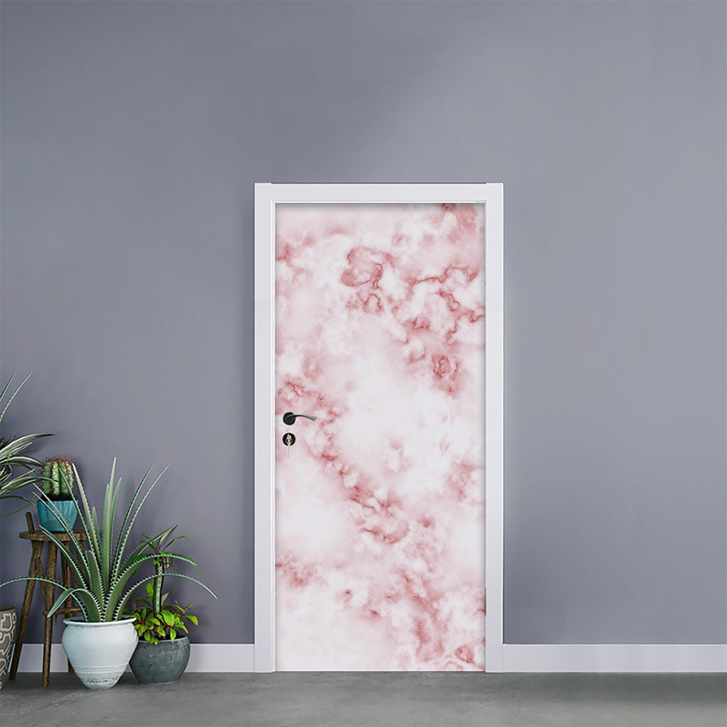 Rose Pink Marble Print Door Sticker