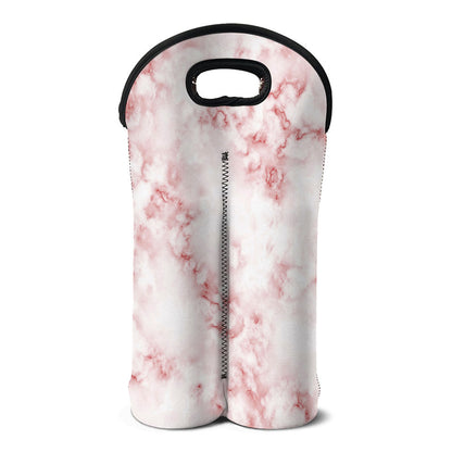 Rose Pink Marble Print Double Neoprene Wine Tote