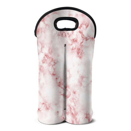 Rose Pink Marble Print Double Neoprene Wine Tote