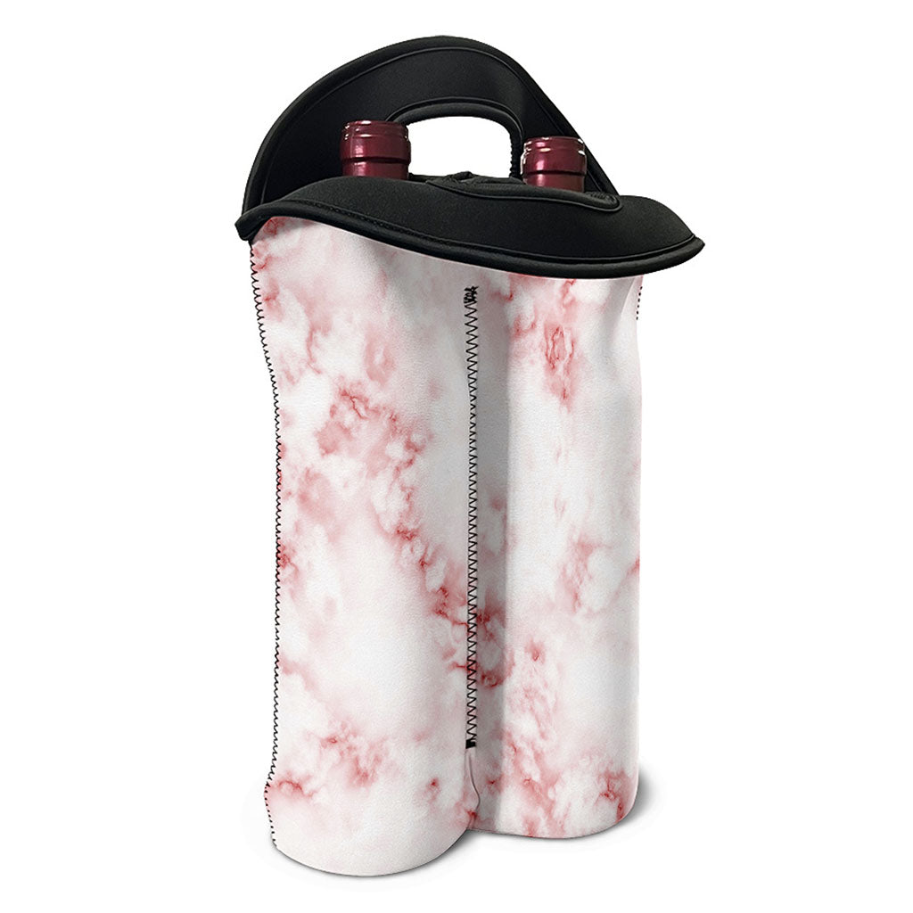 Rose Pink Marble Print Double Neoprene Wine Tote