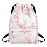 Rose Pink Marble Print Drawstring Backpack