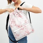 Rose Pink Marble Print Drawstring Backpack