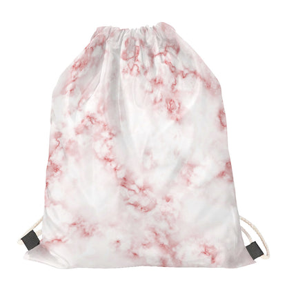 Rose Pink Marble Print Drawstring Bag