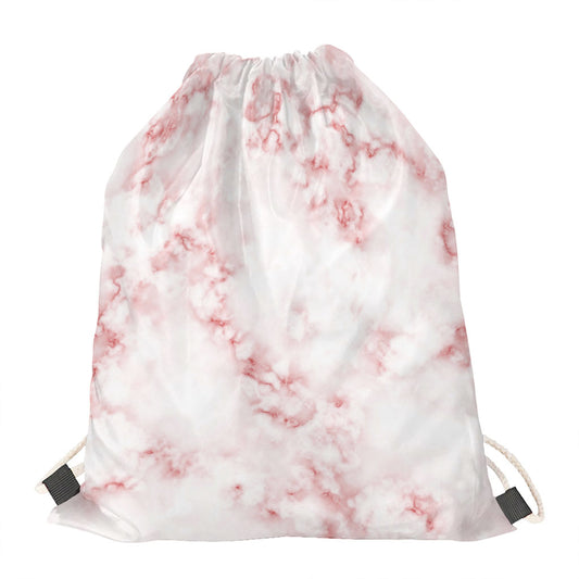 Rose Pink Marble Print Drawstring Bag