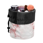 Rose Pink Marble Print Drawstring Makeup Bag