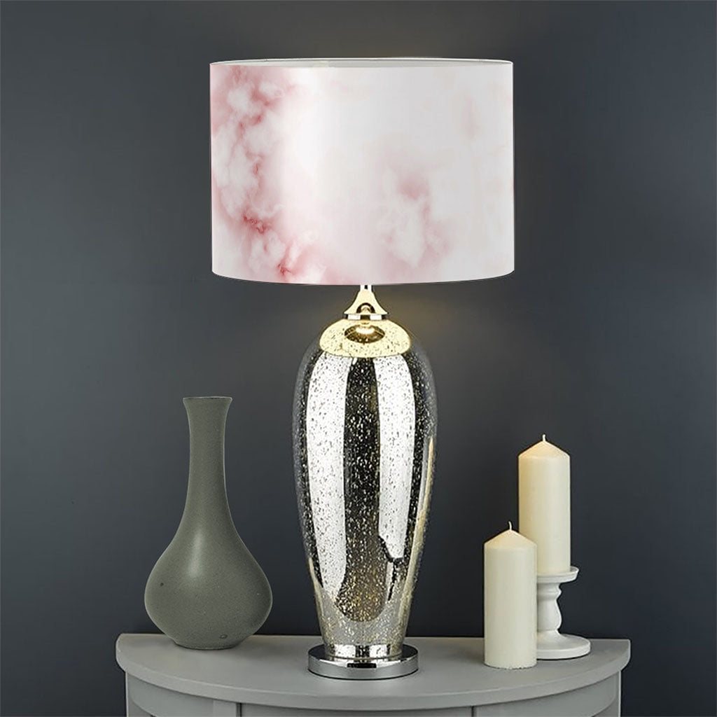 Rose Pink Marble Print Drum Lamp Shade