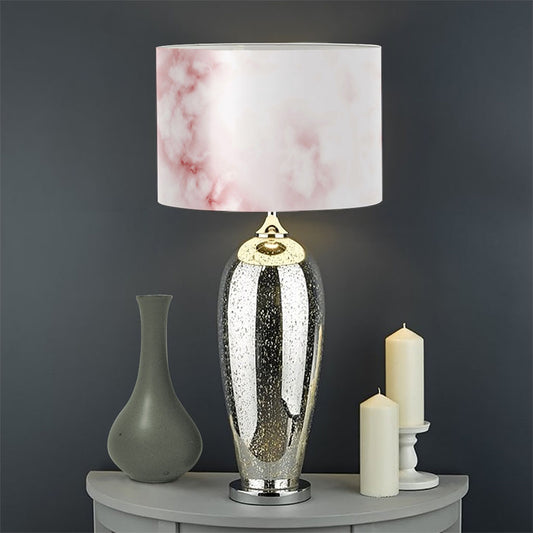 Rose Pink Marble Print Drum Lamp Shade