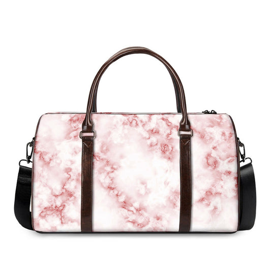 Rose Pink Marble Print Duffle Bag