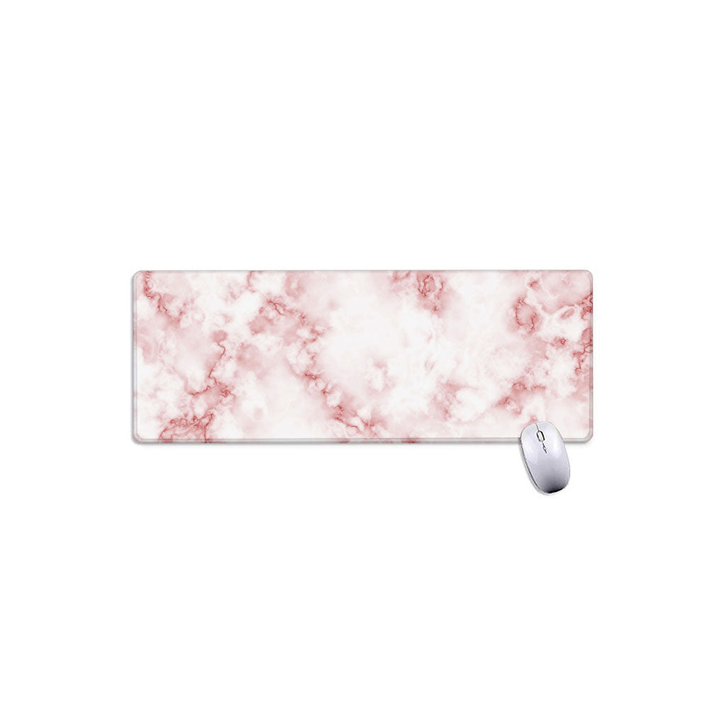 Rose Pink Marble Print Extended Mouse Pad