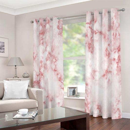 Rose Pink Marble Print Extra Wide Grommet Curtains