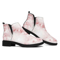 Rose Pink Marble Print Flat Ankle Boots