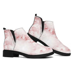 Rose Pink Marble Print Flat Ankle Boots