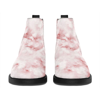Rose Pink Marble Print Flat Ankle Boots