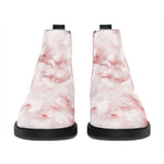 Rose Pink Marble Print Flat Ankle Boots