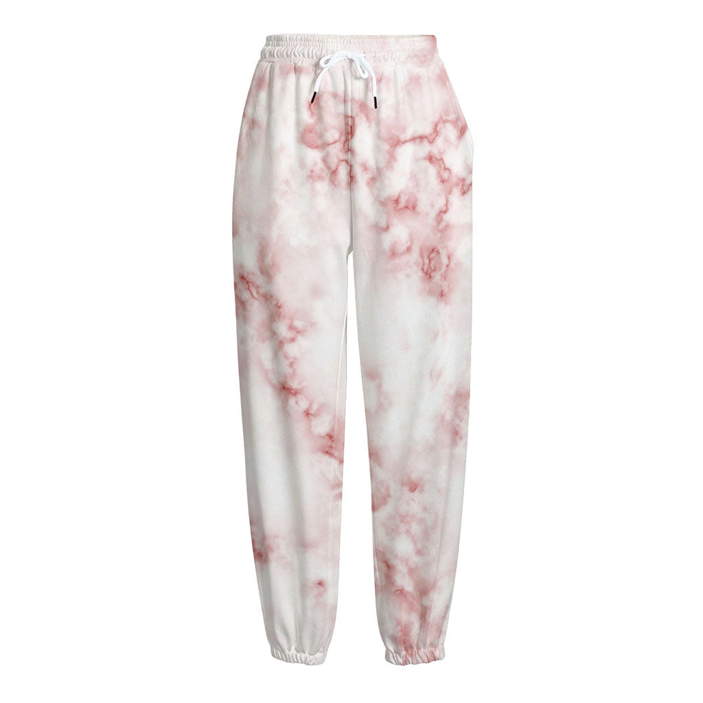 Rose Pink Marble Print Fleece Lined Knit Pants
