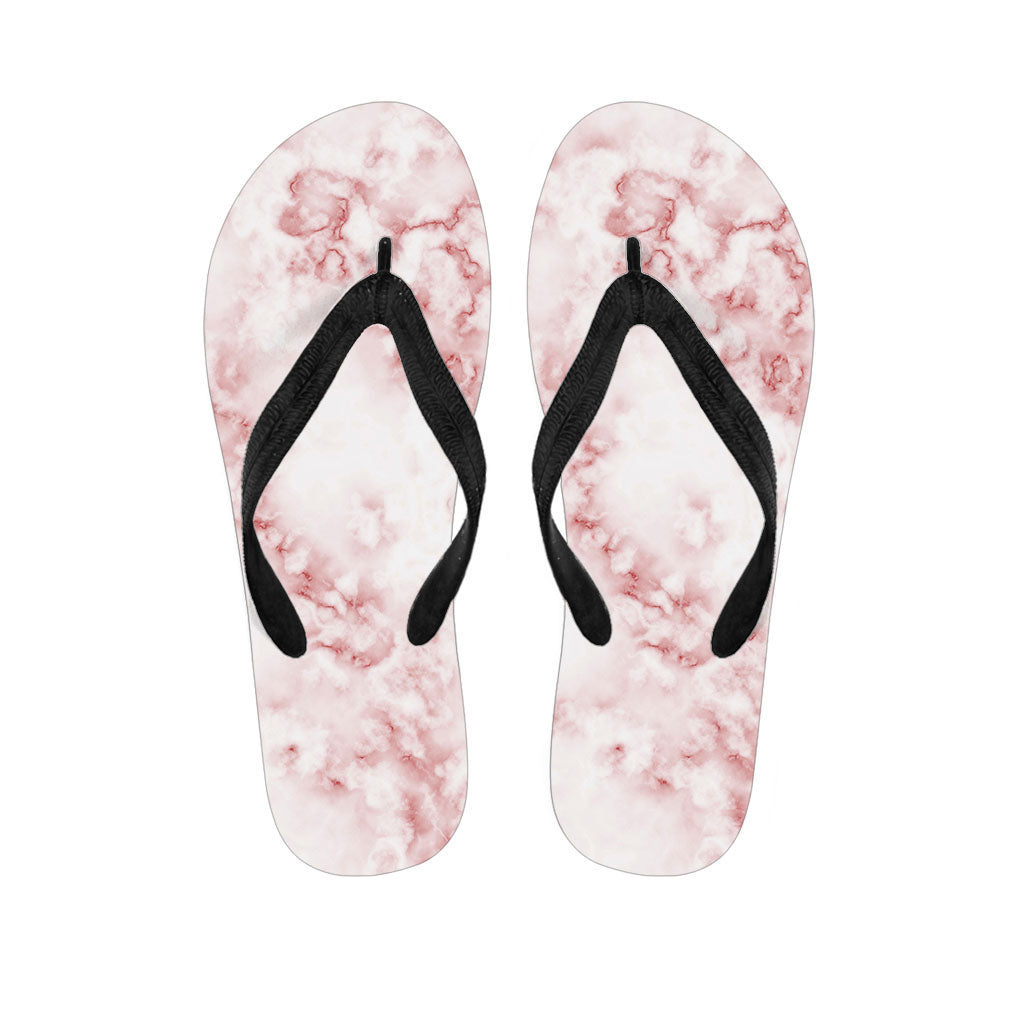 Rose Pink Marble Print Flip Flops