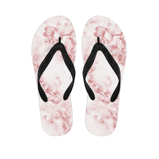 Rose Pink Marble Print Flip Flops