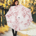 Rose Pink Marble Print Foldable Umbrella