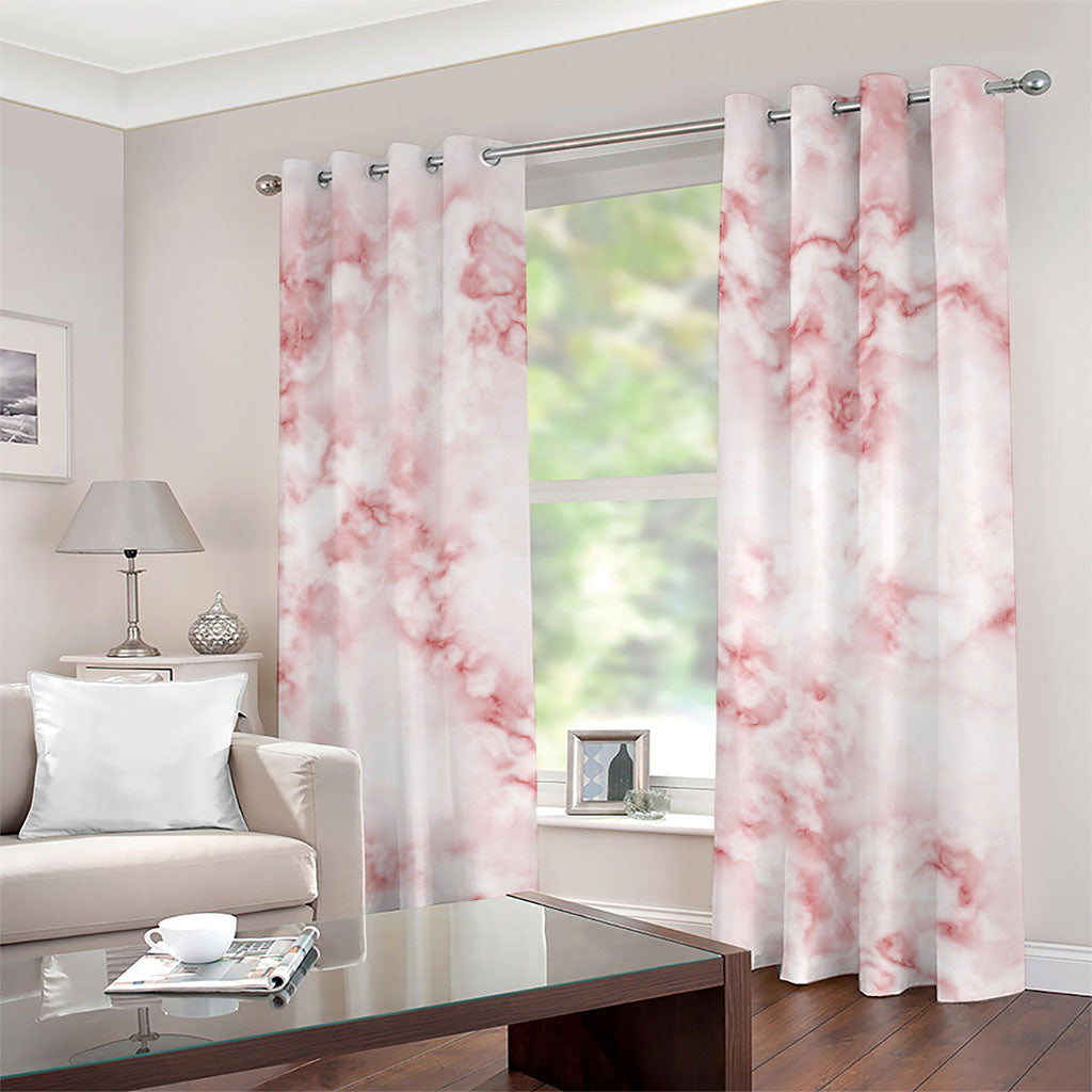 Rose Pink Marble Print Grommet Curtains