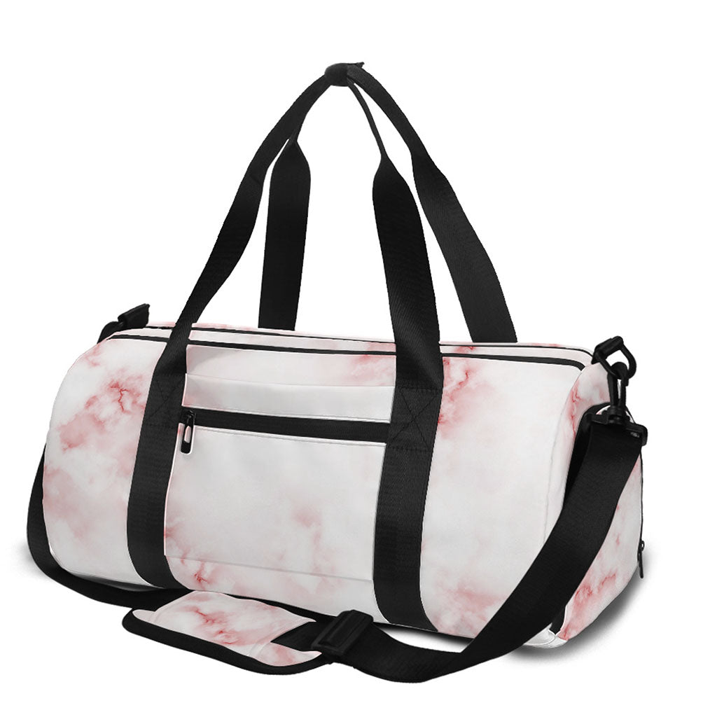 Rose Pink Marble Print Gym Bag