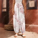 Rose Pink Marble Print Harem Pants