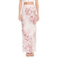 Rose Pink Marble Print High Slit Maxi Skirt