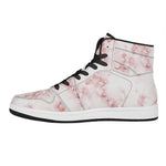 Rose Pink Marble Print High Top Leather Sneakers