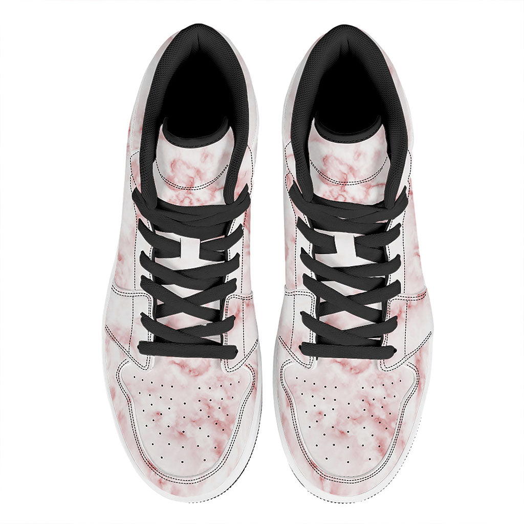 Rose Pink Marble Print High Top Leather Sneakers