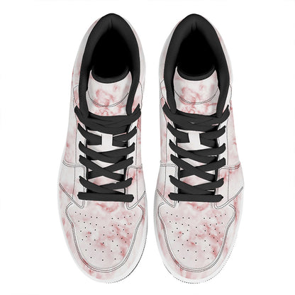 Rose Pink Marble Print High Top Leather Sneakers