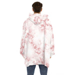Rose Pink Marble Print Hoodie Blanket