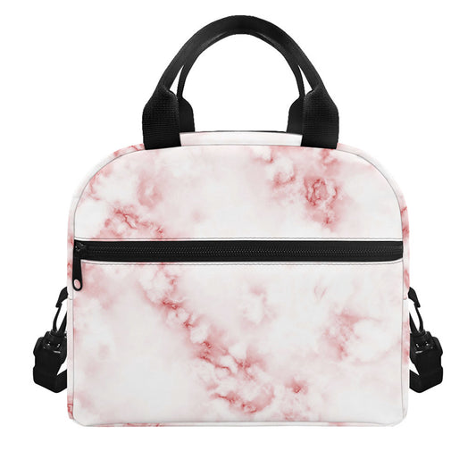 Rose Pink Marble Print Insulated Lunch Bag