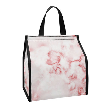 Rose Pink Marble Print Insulated Lunch Tote
