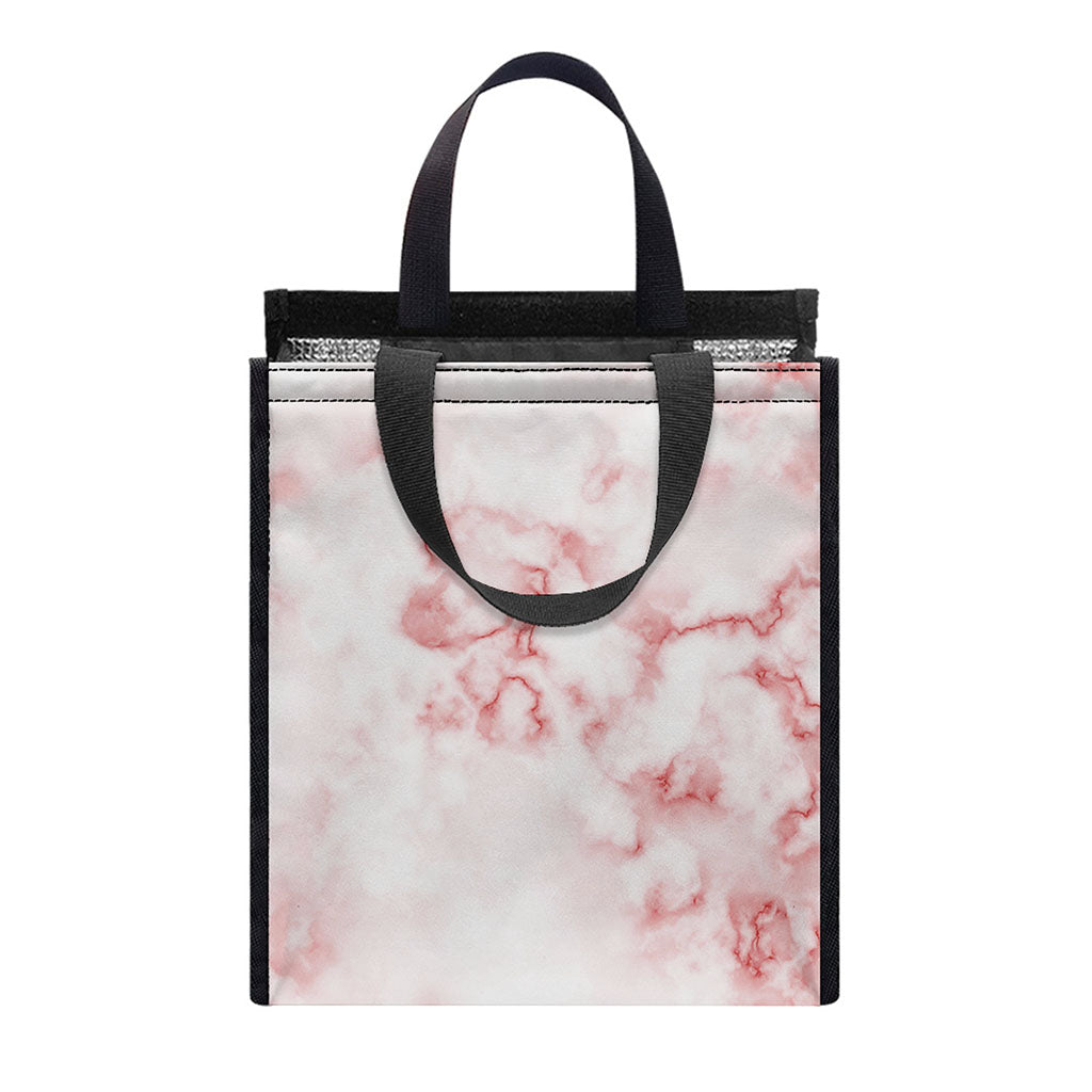 Rose Pink Marble Print Insulated Lunch Tote
