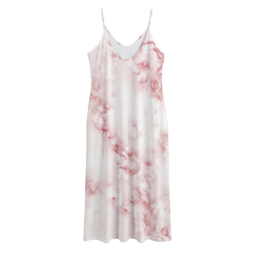 Rose Pink Marble Print Jersey Midi Cami Dress