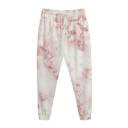 Rose Pink Marble Print Jogger Pants