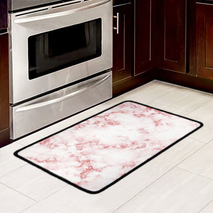 Rose Pink Marble Print Kitchen Mat