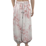 Rose Pink Marble Print Lantern Pants