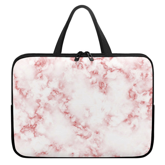 Rose Pink Marble Print Laptop Sleeve With Handle