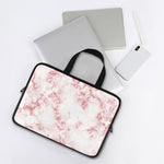 Rose Pink Marble Print Laptop Sleeve With Handle