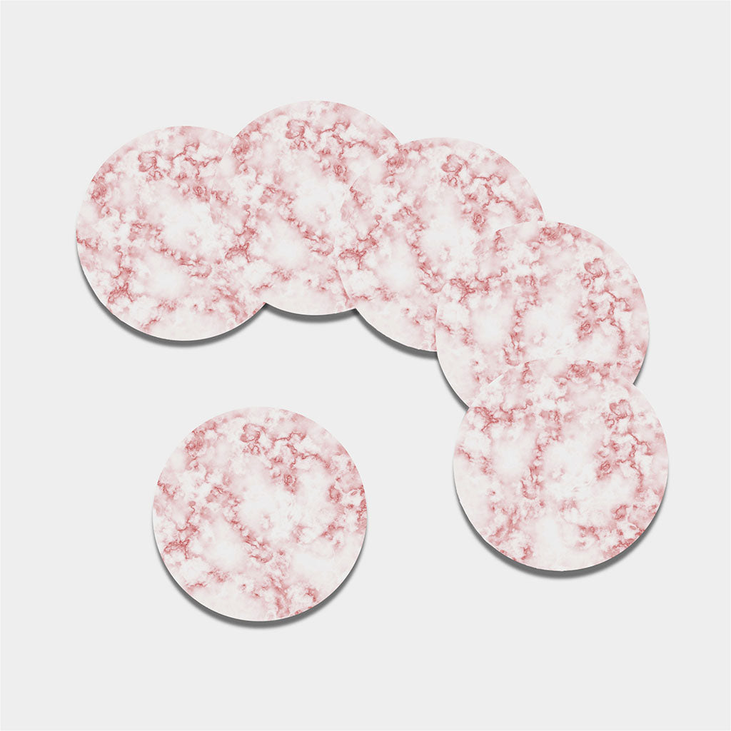 Rose Pink Marble Print Leather Coaster Set