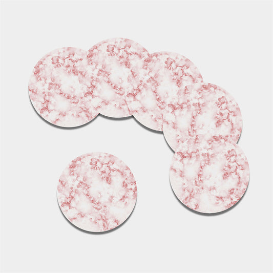 Rose Pink Marble Print Leather Coaster Set