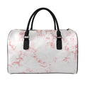 Rose Pink Marble Print Leather Duffel Bag