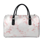 Rose Pink Marble Print Leather Duffle Bag