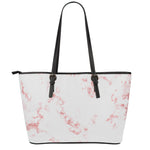Rose Pink Marble Print Leather Tote Bag