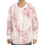 Rose Pink Marble Print Long Sleeve Baseball Jersey