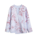 Rose Pink Marble Print Long Sleeve Short Coat