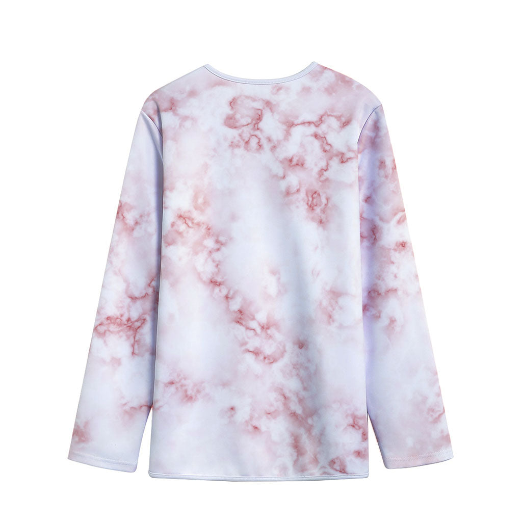 Rose Pink Marble Print Long Sleeve Short Coat